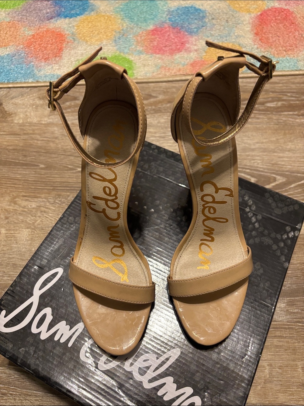 Sam Edelman Beige/Nude Ankle-Strap Stiletto Heels - Picture 2 of 6